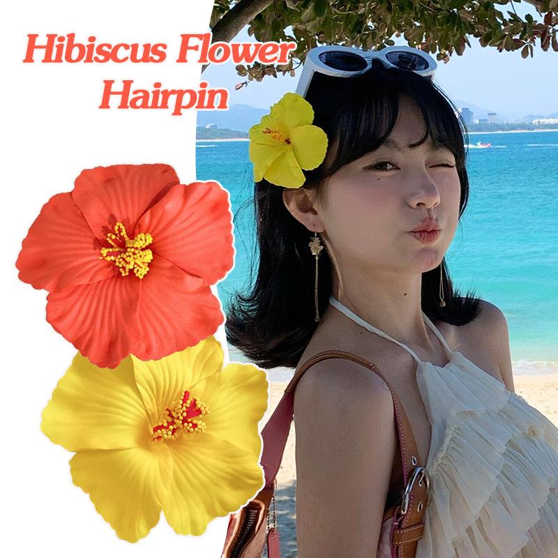 Horquilla de Flor de Hibisco Decoración de Cabeza de Flor para Vacaciones en la Playa Clip de Pelo de Flor Hawaiana Decoración para el Cabello de Viaje Decoración Bohemia