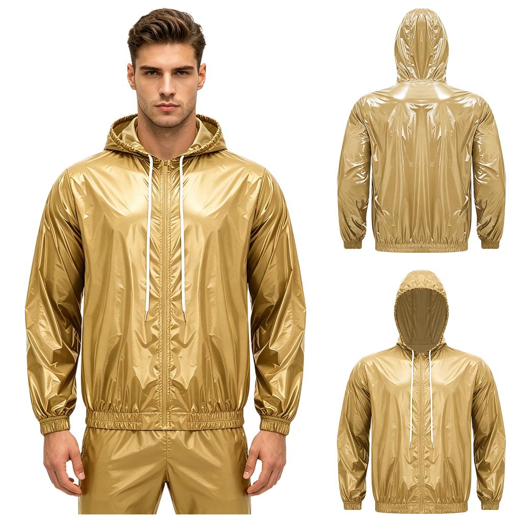 S-3XL Men Waterproof Hooded Jacket Long Sleeve Front Zip Up Drawstring Raincoat Windbreaker for Hiking Fishing Biking Outdoor