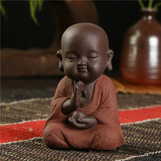 Colorful Zisha Little Monk Buddha Tea Pet - Handmade Decorative Tea Set Accessory