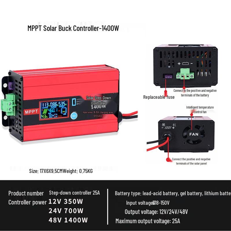 Universal MPPT Solar Charge Controller for Lead-Acid/Lithium Batteries, 12V/24V/48V, 12.5A-100A Photovoltaic Charger