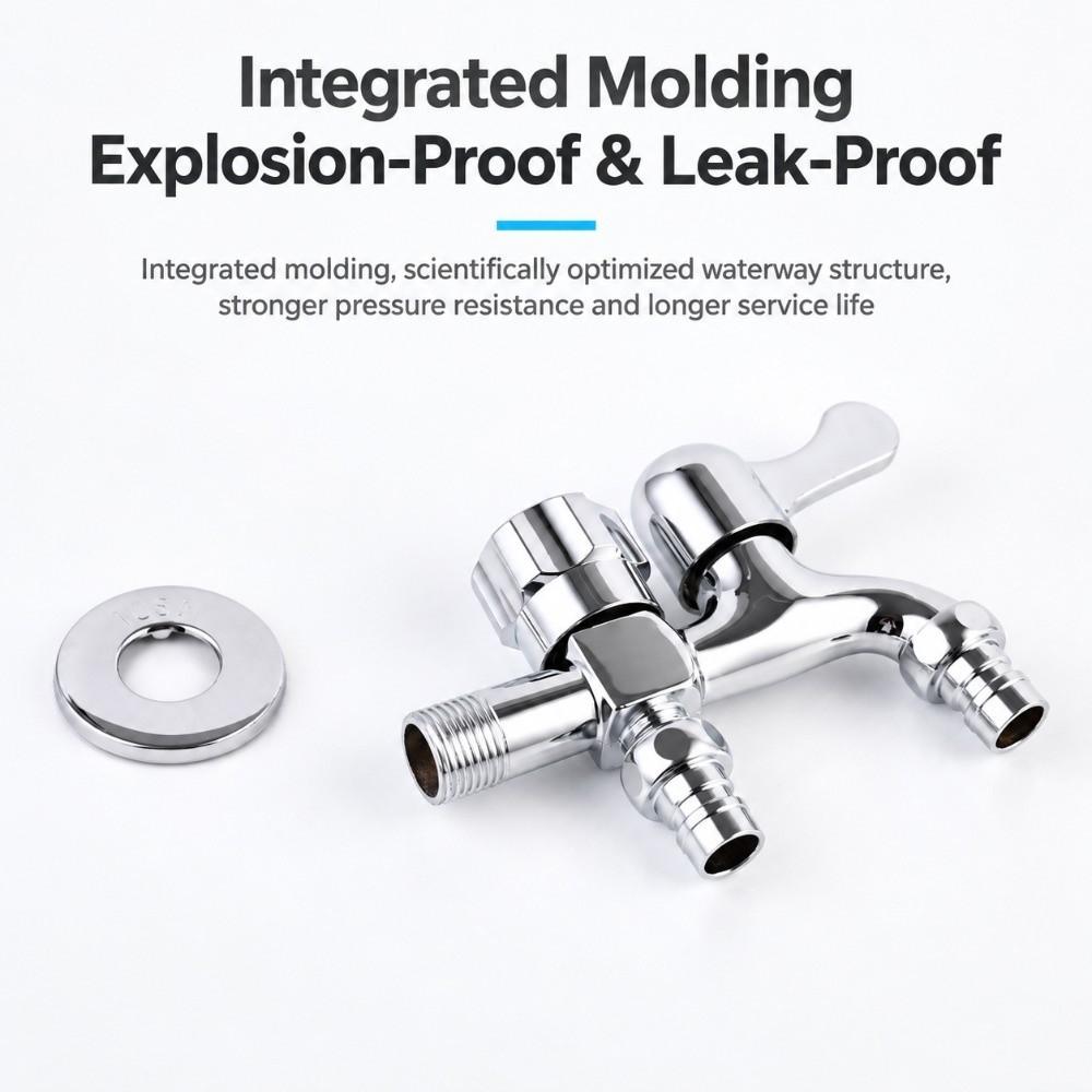 G1/2 Dual Control Water Tap Stainless Steel One in Two Out Faucet Dual Outlet Faucet Kitchen Sink