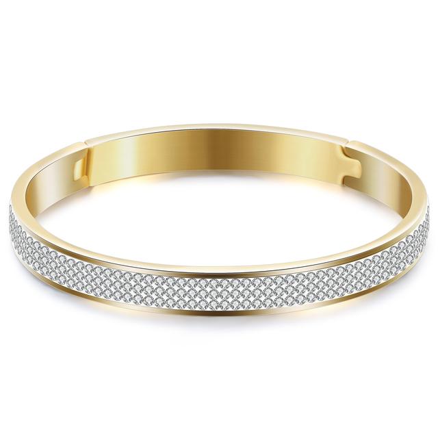 

Simple Plain Design Wire Bangle Stainless Steel Pave One Row Clear Crystal With Wire Bracelets Bangles WHITE