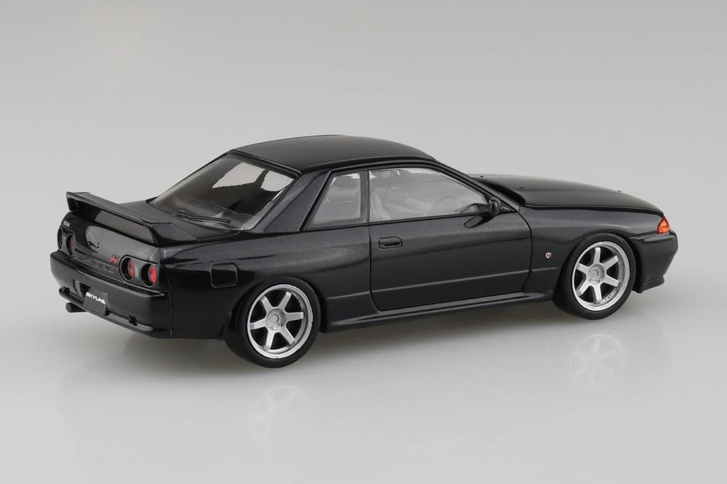Aoshima Bunka Kyozai Rakupla Snap Kit Nissan R32 Skyline Custom Wheels Pearl Scale Plastic Model Kit (AOSHIMA) No. 14CU-BP GT-R (Black Metallic) 1/32