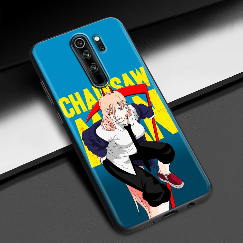 ChainSaw Man Girl Anime Handy Shell für Redmi K40 K40S K50 6 6A 7 7A 8 8A 9 9A 9C 9T 10 10C Pro Plus Schwarz Soft Case Capa