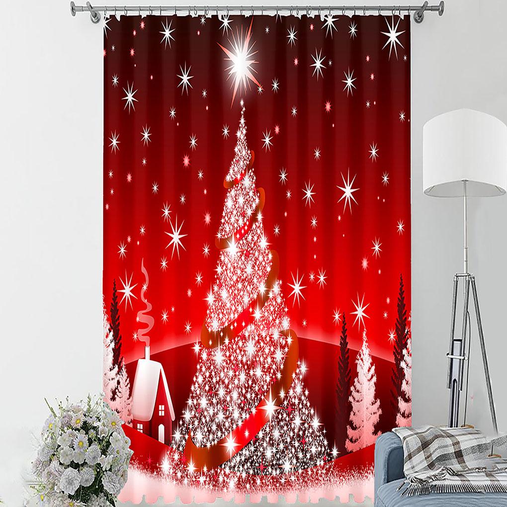 2 Pieces Christmas Blackout Curtains Exquisite Xmas Themed Festival Ornament Window Decor Accessory for Scene Layout
