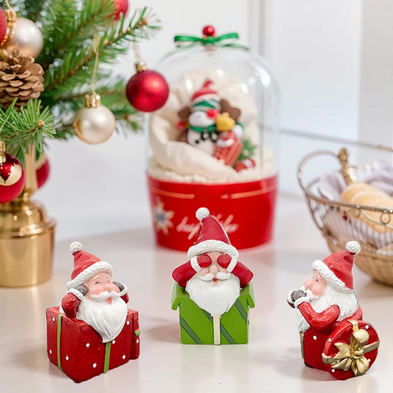 Weihnachtsmann aus Kunstharz, Weihnachtsstatuen, Weihnachtsmann, Miniatur-Desktop-Ornamente, Figur, Urlaubsbedarf, Winter, süß