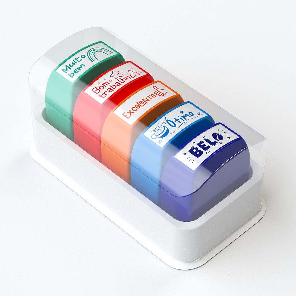 Colorful Teacher Comments Stamp Set - 5 or 8 Pieces (Portuguese, Spanish, Russian)