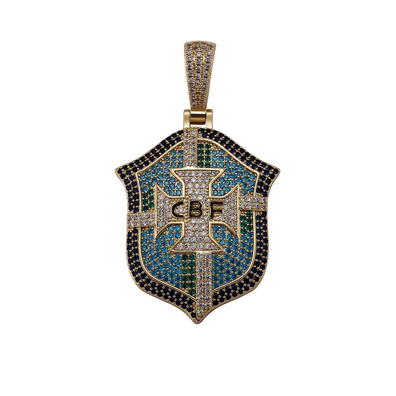 European & American Hip-Hop Football Club Badge Pendant with Colorful Drip Oil - Fan Commemorative Medal Necklace