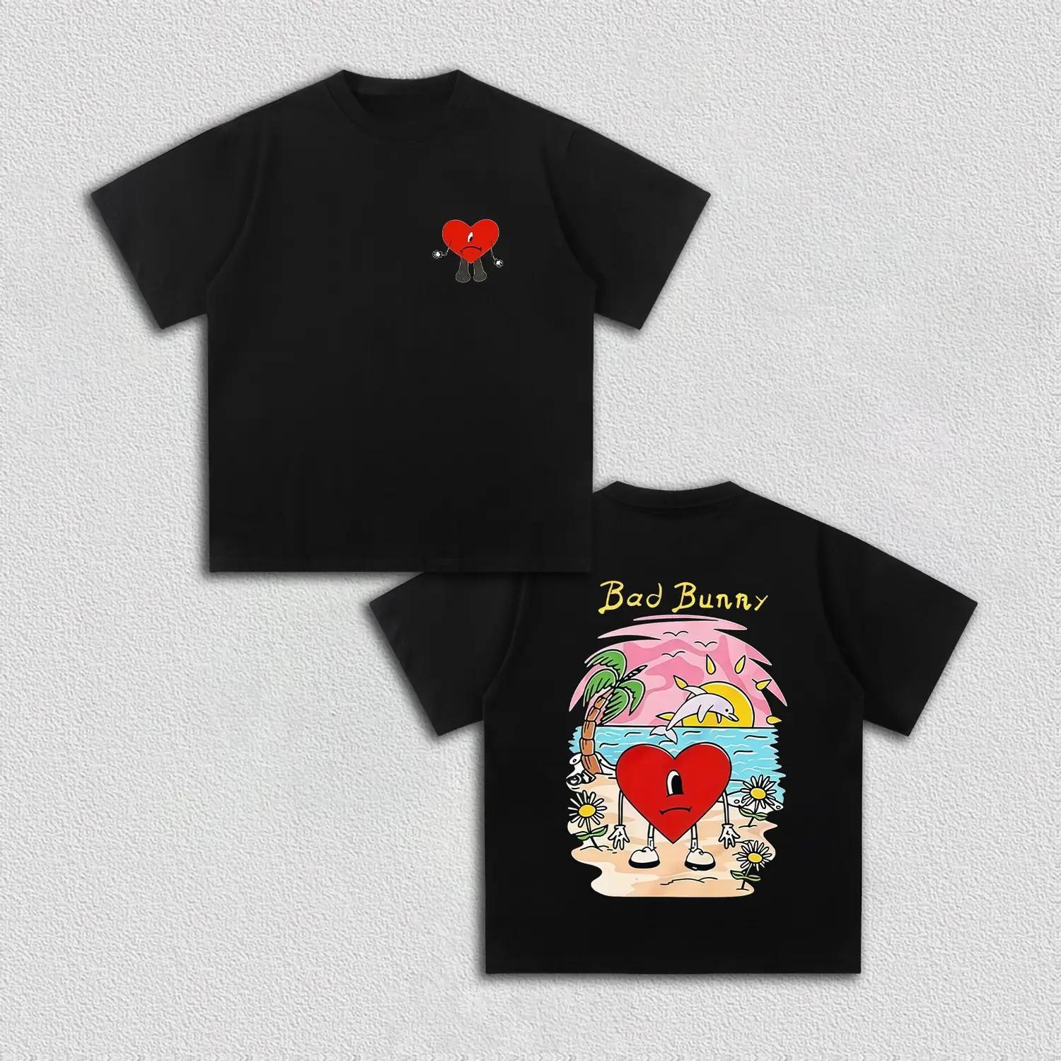 

Bad Bunny Un Verano Sin Ti graphic cotton unisex shirt 2026 Summer Oneck Mens Y2k Hip Hop style Short Sleeve Top fan gift XL