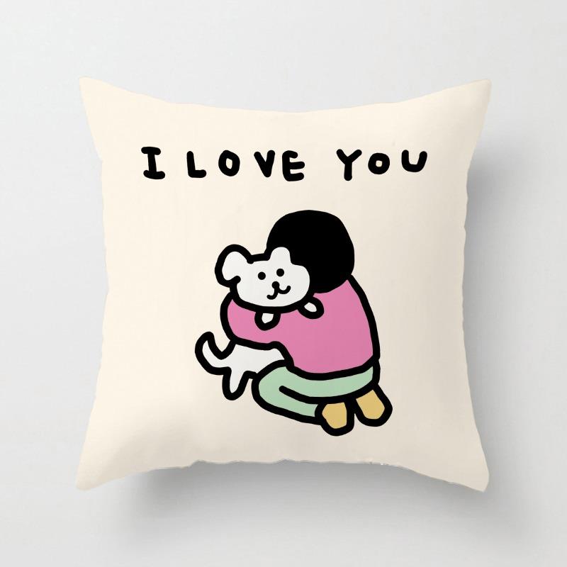Cute Couple Simple Puppy Pillowcase Dormitory Decoration Office Living Room Sofa Home Pillowcase