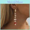 Plated Stylish Gold Geometric Pearl Mushroom Earrings For Women Fall 2023