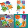 Wooden Matching Color Bead Game Children Hand Eye Coordination Educational Toy