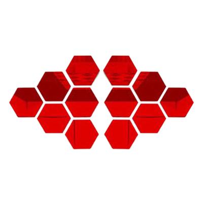 12Pcs Hexagonal Mirror Wall Sticker Background Removable Stereo Decal Home