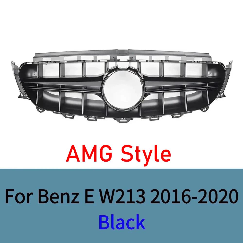 For Mercedes E-Class W213 2016-2020 Sport Front Grille Mesh Bumper Cover ABS Gloss Black AMG Style Exterior Tuning Accessories
