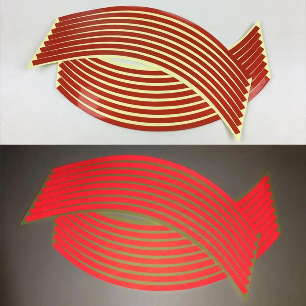 

Набор из 16 стильных наклеек на мотоциклетные 18-дюймовые диски, модифицированные наклейки на колеса, светоотражающие наклейки на шины, ночные светоотражающие