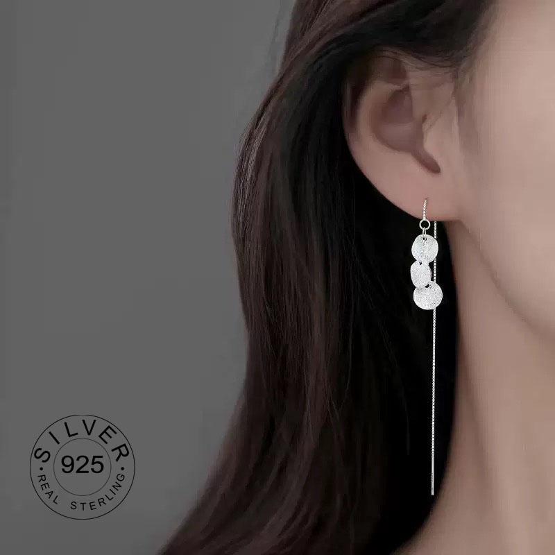 925 Silver Vintage Earrings For Women Trendy Simple Star Long Tassel Earring Jewelry Prevent Allergy Party Accessories