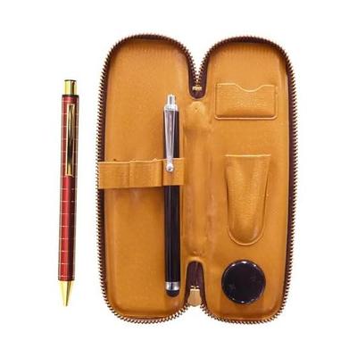 Chuck Type Compact Pen Case with Touch Pen NQ30K, Thick Barrel Metal Straight Knock, Double Anodized Grid, Mechanical Pencil Set, Red