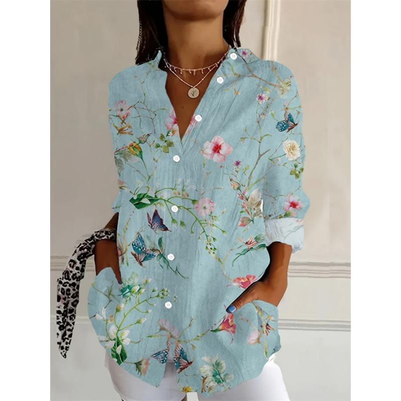 Women's Floral Printed Long Sleeve Shirt Summer Fashion Button Casual Women's High-quality Fabrics For Daily Wear