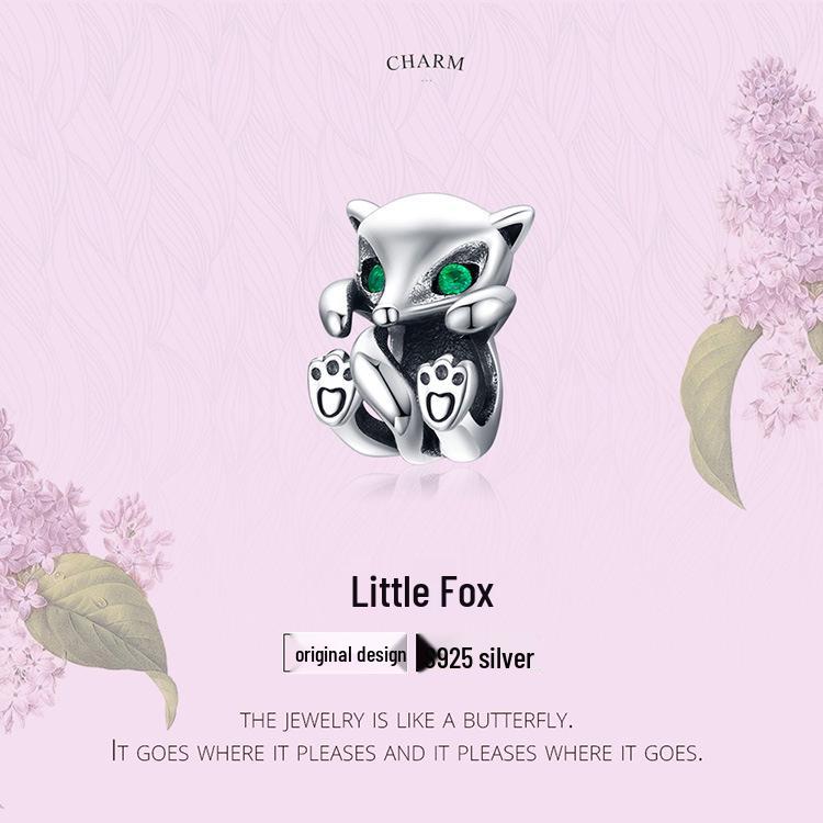 Korean Style S925 Sterling Silver Cute Fox Bead Accessory
