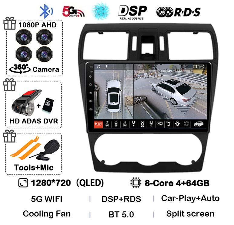 Android 14 Carplay For Subaru Forester 4 SJ XV 2012 2013 2014 2015 Car Radio Multimedia Player GPS Stereo 360 Camera Head Unit