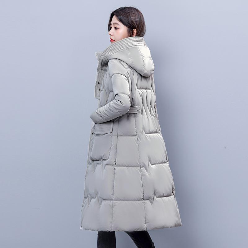 Plus Size Woman Winter Long Coat Hooded High Quality Thick Warm Padded Jackets for Women Korean Style Winter Parkas Big Pockets