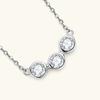 Sweetrain 4mm Moissanite Pendant Necklaces Original 925 Sterling Silver 3 Stone Diamond Clavicle Chain for Women Simple Jewelry