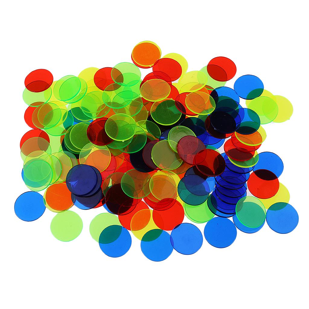 Pack of 100 Bingo Chips (Multi-Colour) – 1.5 cm Translucent Markers for Bingo,