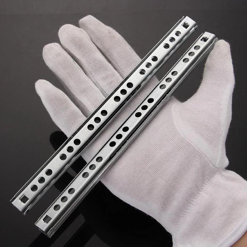 2pcs Steel Side Slide Rail Drawer Runners with Ball Bearing Groove for Smooth Silent Sliding Suitable for Furniture Drawers