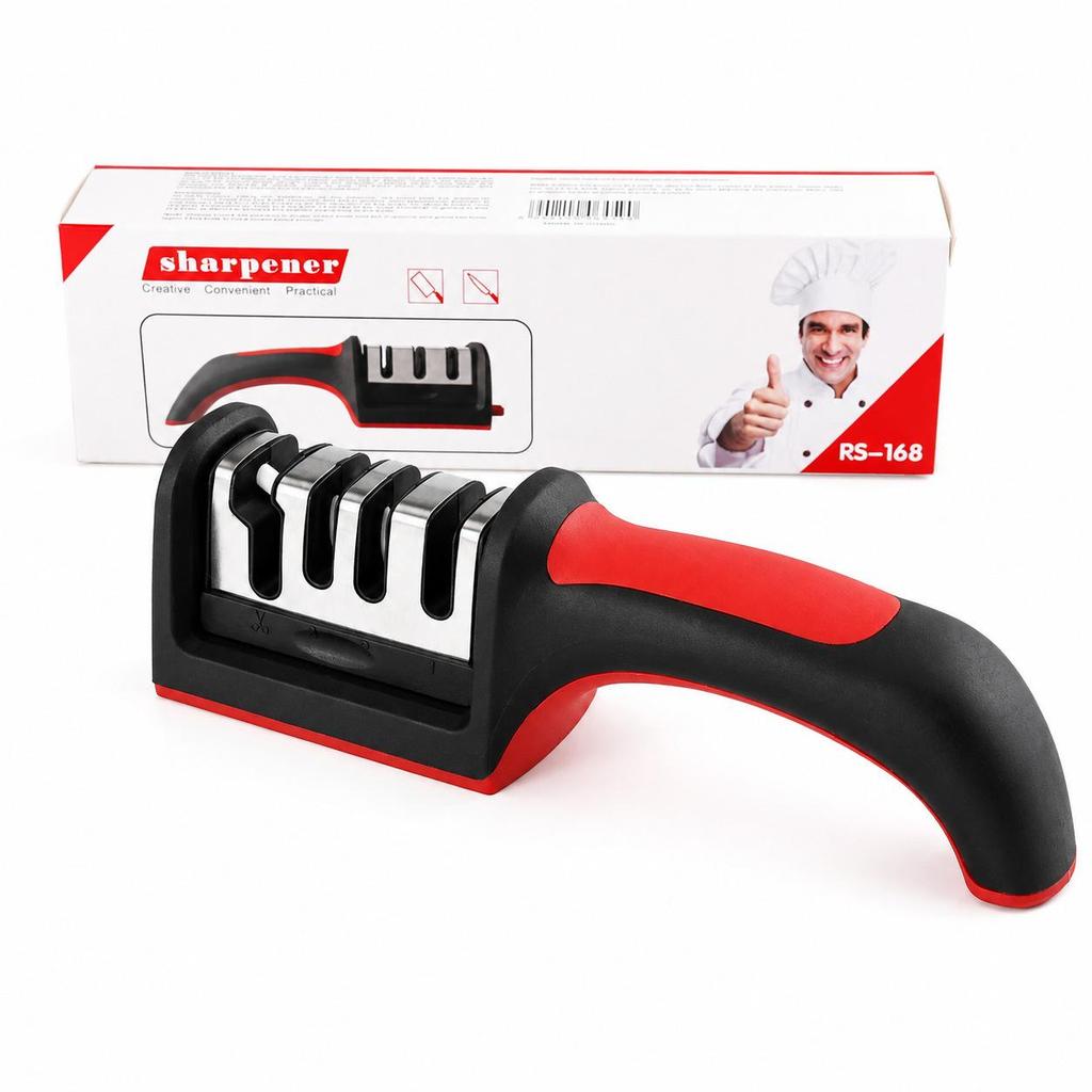 Four-Stage Manual Kitchen Knife Sharpener for Chef and Slicing Knives