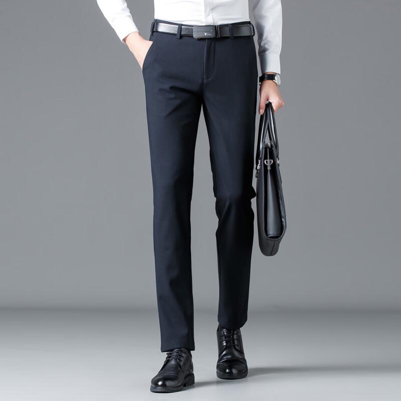 Yalu Men's Spring Wool Blend Business Casual Trousers
