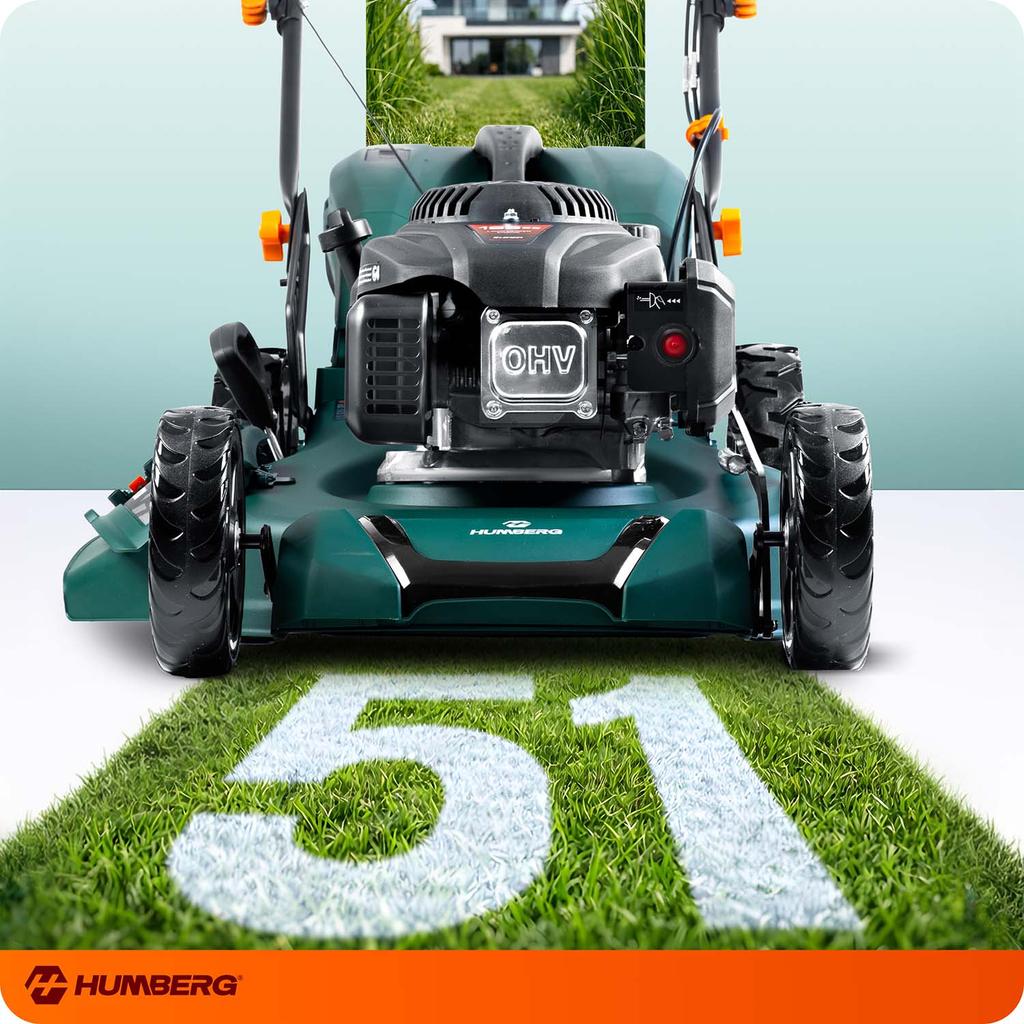 Petrol Lawnmower with Drive 51 Cm 70 L Loncin 196Cc + Oil Humberg Hm-601