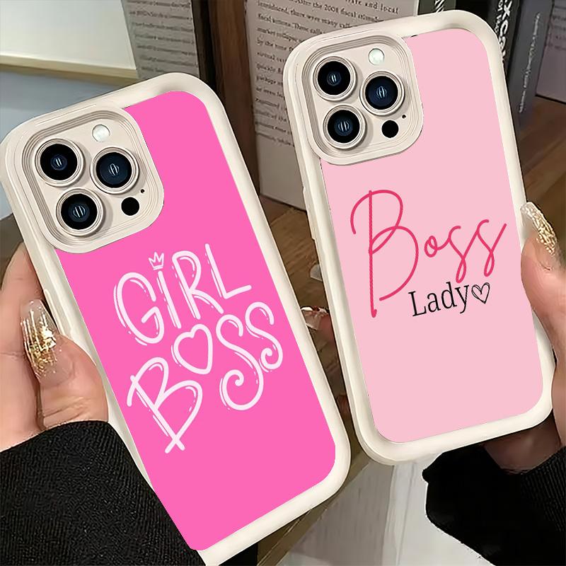 Phone Case for iPhone 17 Air 16E 15 16 Pro Max Girl Boss Lady Pink Cover 14 Plus 13 12 Mini Soft Shell Silicone Fundas