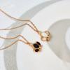 Titanium Steel Rose Gold Collarbone Chain Black And White Shell Crown Pendant Necklace Female Niche Versatile