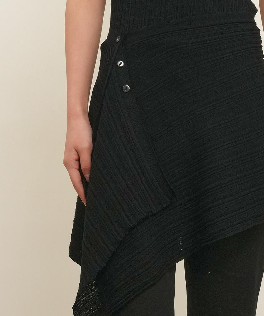 General Idea Pleated Knit Wrap Skirt [Black] / Gf2Let529