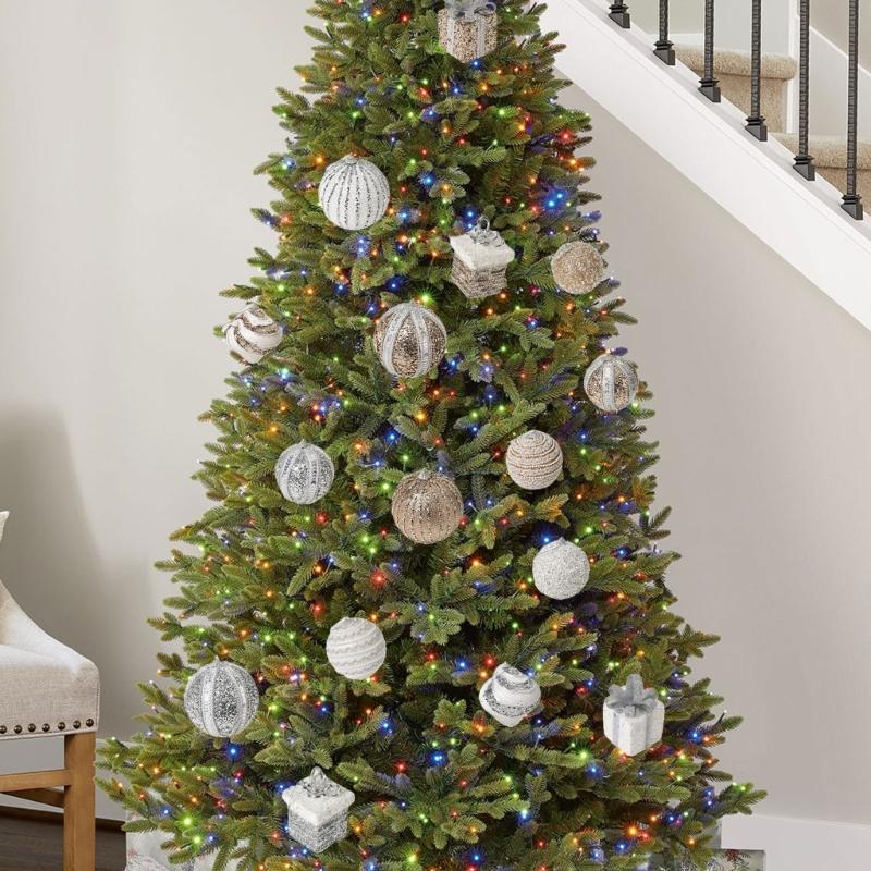 8Pcs Glittering Christmas Ball Ornament Shatterproof Decorative Baubles Christmas Tree Decorations For Wreath Door Wall