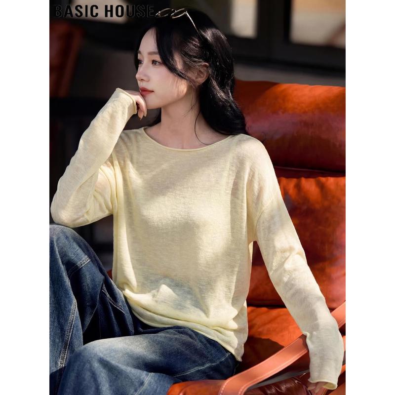 Basic House Women s Tencel Blend Off-Shoulder Top L