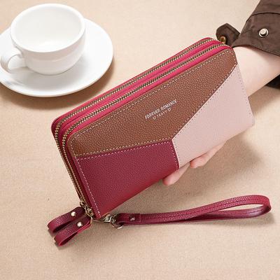 Women’s Long Wallet Double Zipper PU Leather Clutch Wallet Large Capacity Wristlet Purse Multi Card Holder Phone Wallet Organizer Lady Purse
