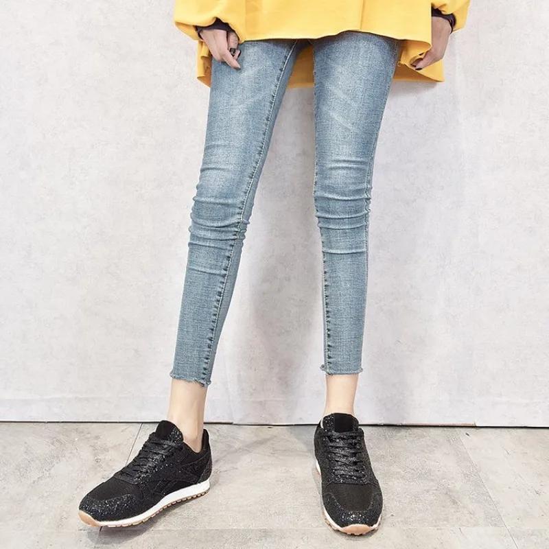 Women Sneakers Shining Glitter Autumn Flats Plus Size 43 Mesh Breathable Ladies Tenis Trainers Shoes Feminino Platform Shoes