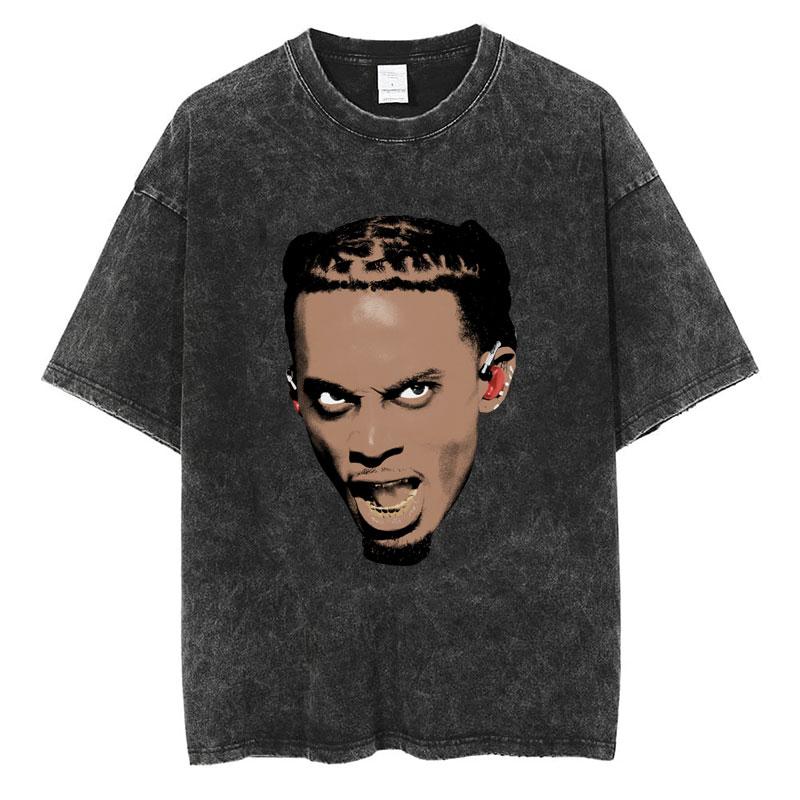 Rapper Playboi Carti Álbum Musical Die Lit Camiseta Lavada Hombres Mujeres Hip Hop Camisetas Populares Moda Camisetas Góticas Algodón Streetwear