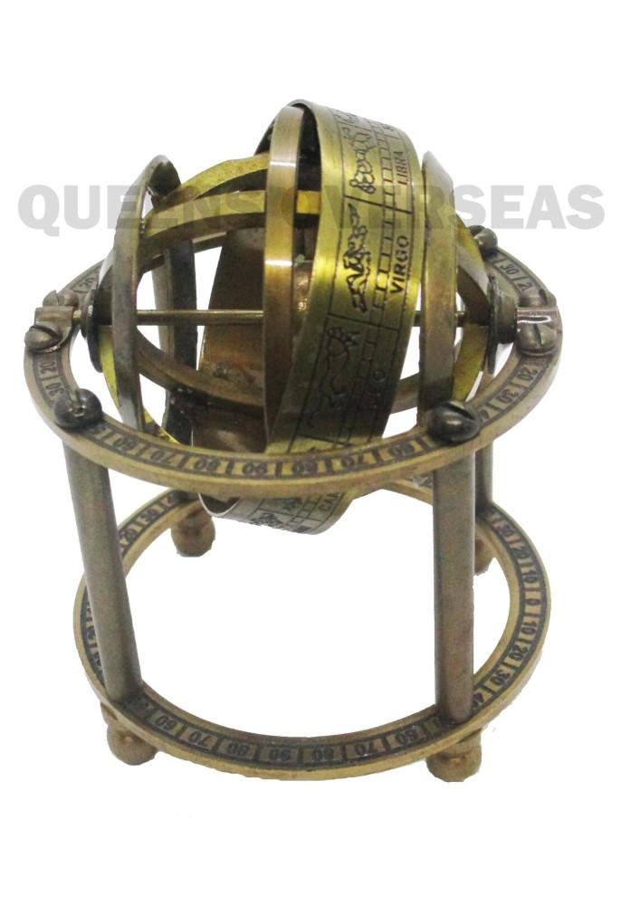 

3 Inch Brass Small Armillary Sphere World Globe Handmade Marine Christmas Gift M аеро