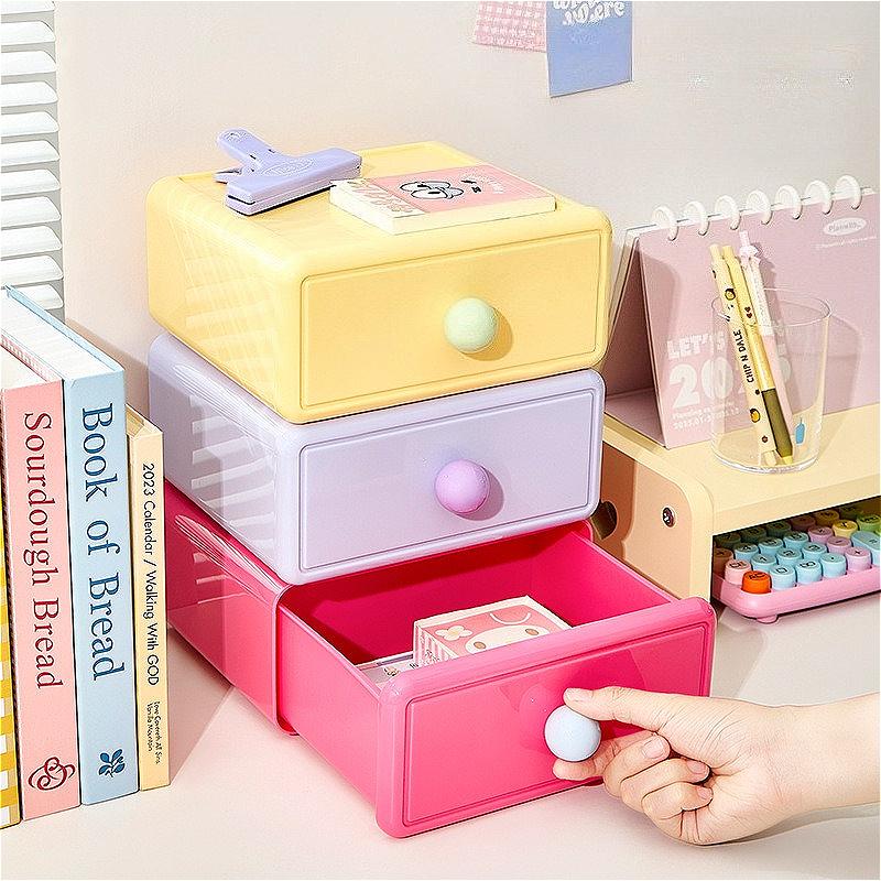 Desktop Drawer Organizer Multi-Color Storage Box, Large Capacity Stationery Holder for Office Home School