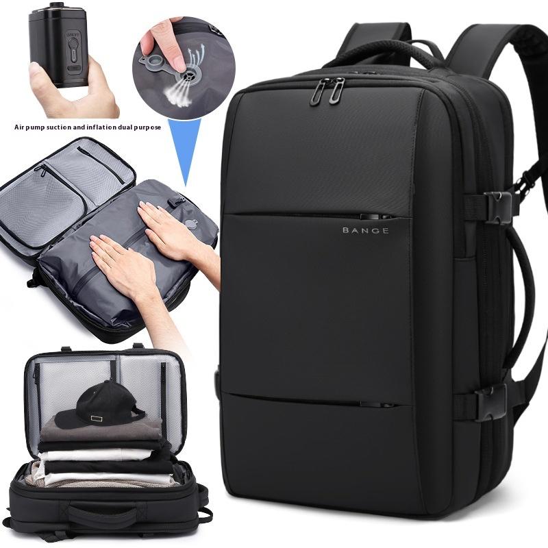 Bange Travel Men 15.6 Inch Laptop Backpack Vacuum Compression Backpack Business School Backpack Expandable Outdoor Backpack