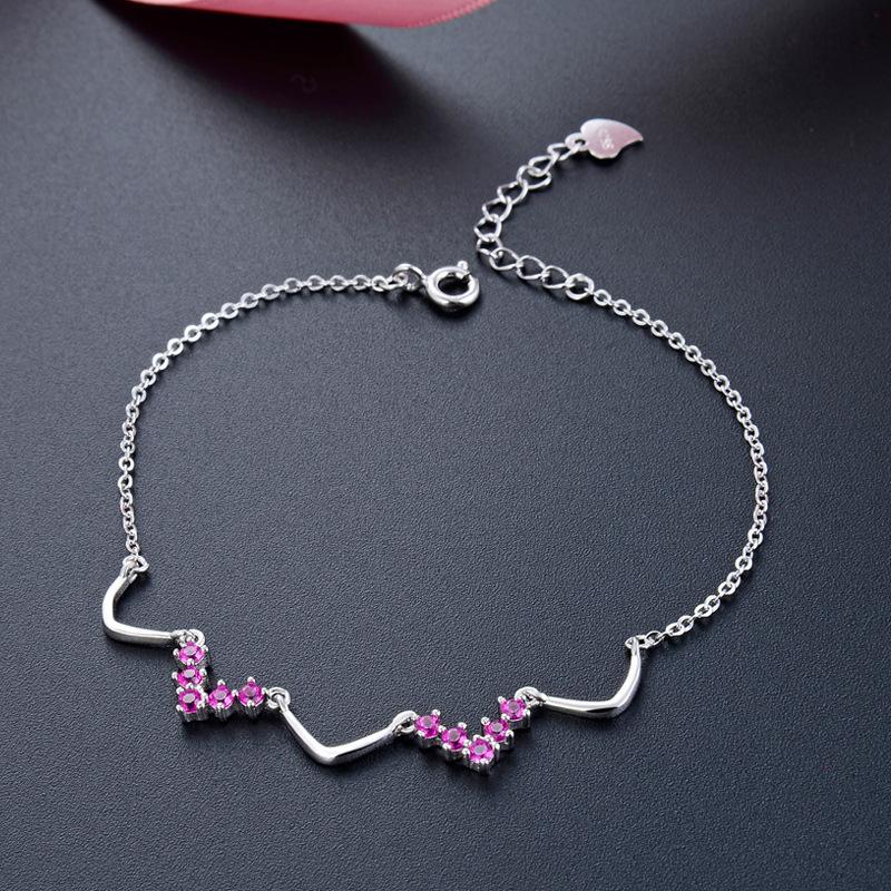 

Lindon женский циркон стерлингового серебра 925 пробы ювелирные изделия геометрический браслет из бисера-цепочки модный тонкий свадебный подарок для подруги розовый