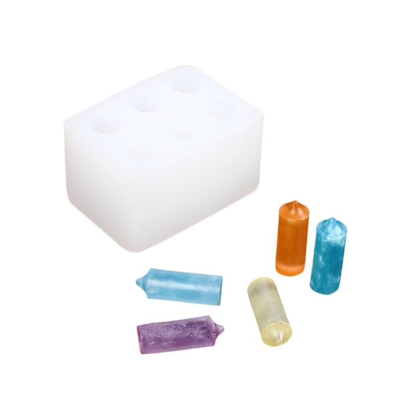 Small Column Candle Resin Mold DIY Cake Baking Decor 6-Cavity Mini Candle Moulds