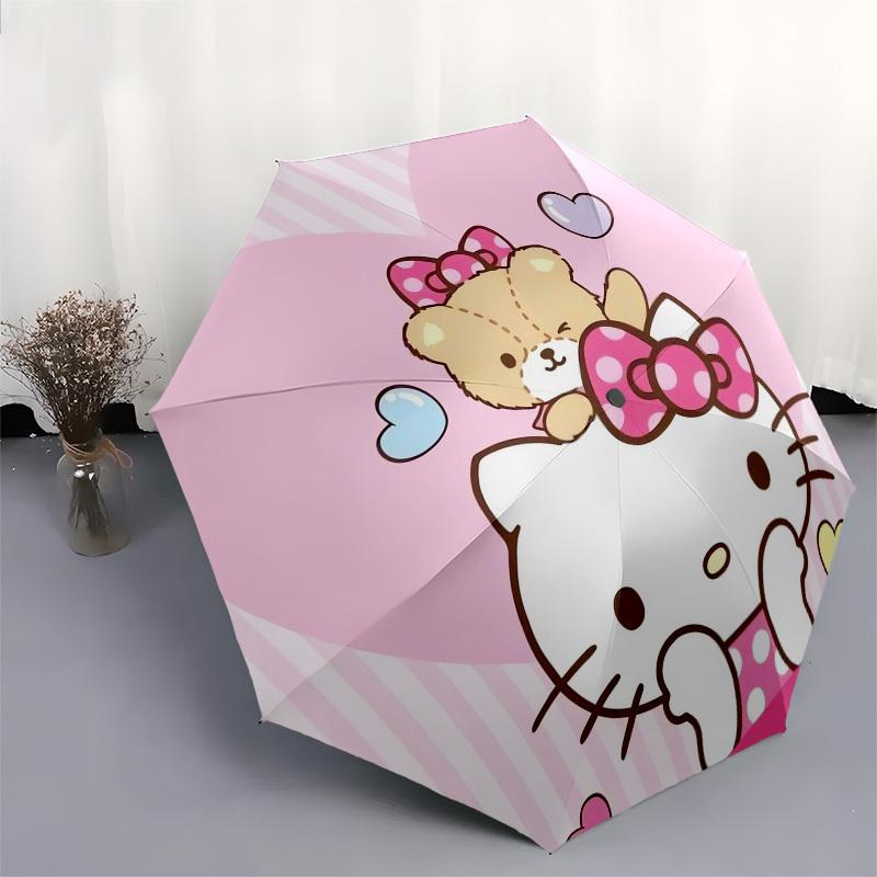 1pc Hello Kitty Cute Bear Heart Umbrella with Plastic Handle,Suitable for All Seasons Home Travel Outdoor UmbrellaSanlio404