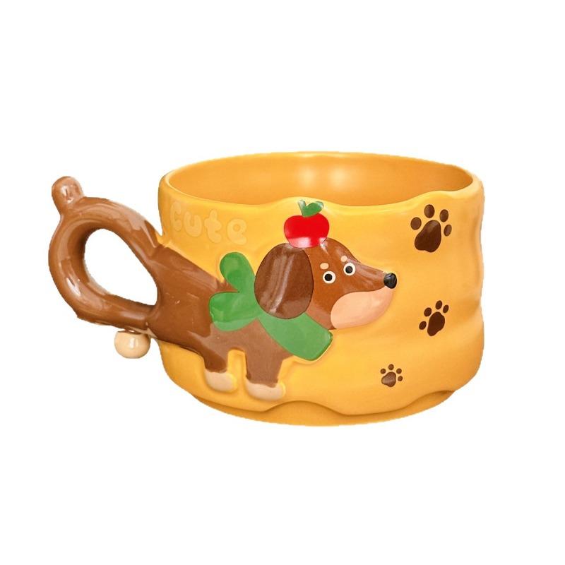 European-style Cartoon Dachshund Ceramic Coffee Cup Home Dessert Tea Cup Cute Mug Women Birthday Gift Water Mug Home Decoration