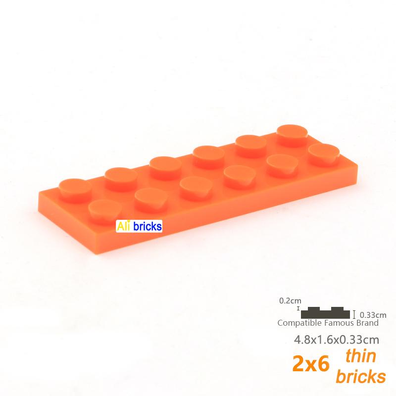 10pcs/lot DIY Blocks Building Bricks Thin 2X6 Educational Assemblage Construction Toys for Children Size Compatible With Brand