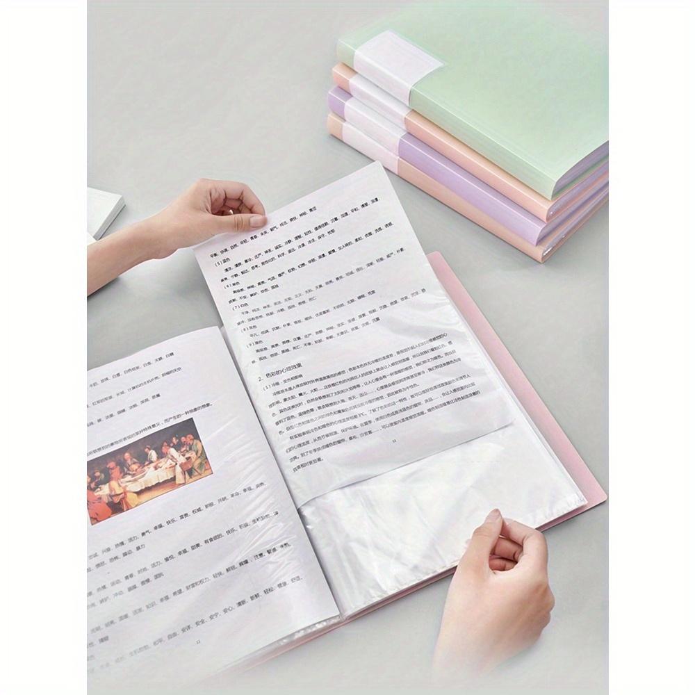 A4 File Folder, 30-Sheet Transparent Insert Document Organizer Binder, Student Specific Paper/Exam Material Storage Collection Back To School