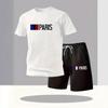 Herren Sommer Hitzebeständiges Sport T-Shirt & Shorts - Rundhals, Kurzarm, Paris Trendige Mode Lässiges Set auf Lager