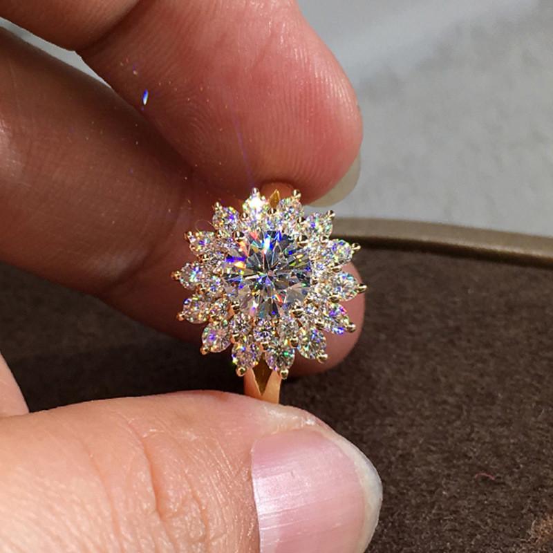 CopperFlower Rings For Woman AAA Cubic Zirconia Couple Zircon Wedding Rings Jewelry Gifts